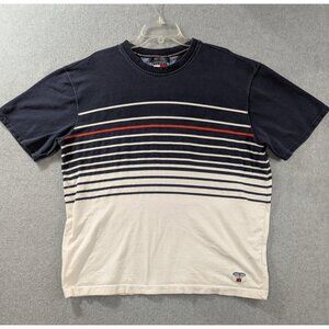 Vintage Tommy Hilfiger Tommy Jeans Shirt Mens 2XL Navy Blue Striped 2002